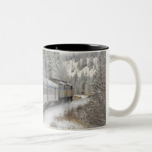 Canada, Alberta. VIA Rail Snow Train between Two-Tone Coffee Mug