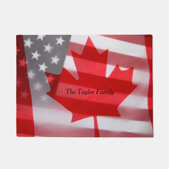 Canada and America flags Doormat (Front)