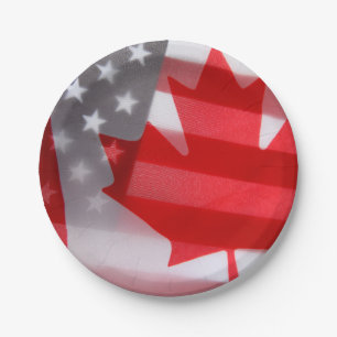 Canada and America flags Paper Plate
