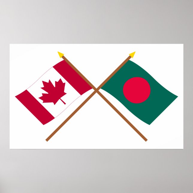 Canada and Bangladesh Crossed Flags Poster (Front)