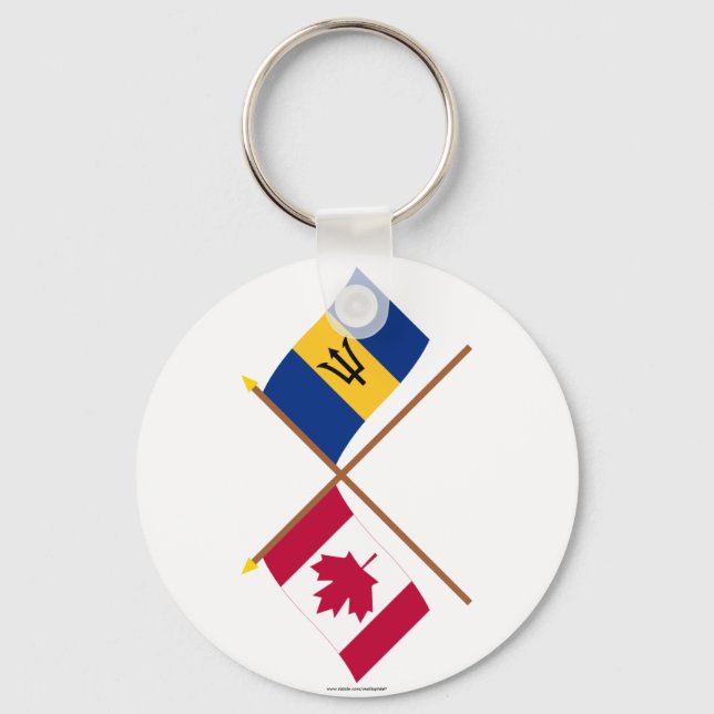 Canada and Barbados Crossed Flags Keychain (Front)