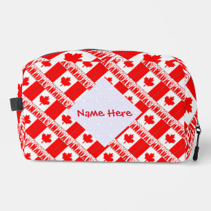Canada and Canadian Flag Tiled Red Personalization Dopp Kit