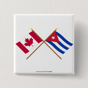 Canada and Cuba Crossed Flags 2 Inch Square Button