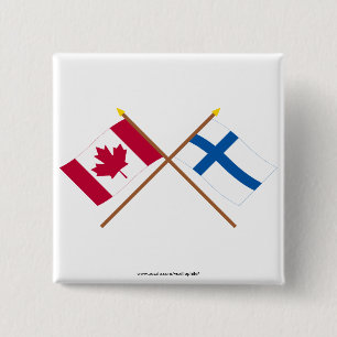 Canada and Finland Crossed Flags 2 Inch Square Button