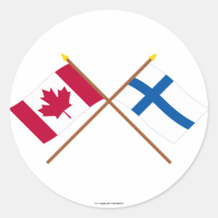 Canada and Finland Crossed Flags Classic Round Sticker