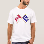 Canada and Greece Crossed Flags T-Shirt<br><div class="desc">The crossed flags of Canada and Greece are a great way to show where you are from, or would like to be. Also makes a great gift item for visiting friends! Of course, if you'd rather leave them guessing, you can get your flags plain! So be sure to look over...</div>