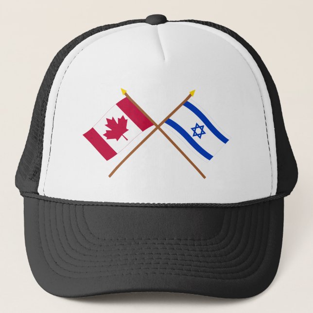 Canada and Israel Crossed Flags Trucker Hat (Front)