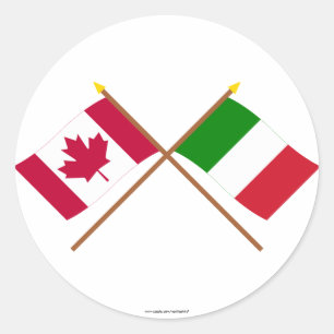 Canada and Italy Crossed Flags Classic Round Sticker