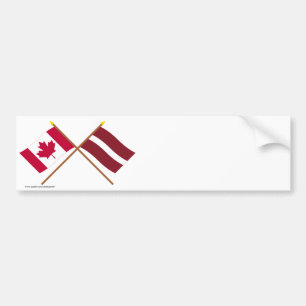 Canada and Latvia Crossed Flags Bumper Sticker