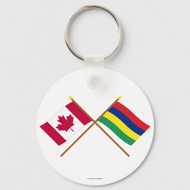 Canada and Mauritius Crossed Flags Keychain (Front)