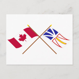 Canada and Newfoundland Crossed Flags Postcard