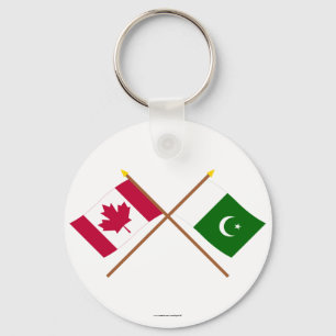 Canada and Pakistan Crossed Flags Keychain