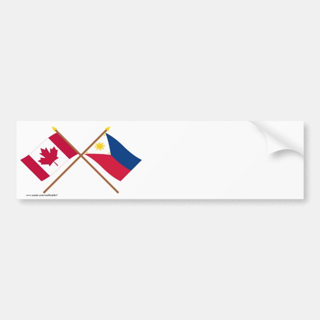 Canada and Philippines Crossed Flags Bumper Sticker (Front)