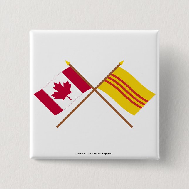 Canada and South Vietnam Crossed Flags 2 Inch Square Button (Front)
