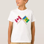 Canada and St Vincent Crossed Flags T-Shirt<br><div class="desc">The crossed flags of Canada and St Vincent & the Grenadines are a great way to show where you are from, or would like to be. Also makes a great gift item for visiting friends! Of course, if you'd rather leave them guessing, you can get your flags plain! So be...</div>