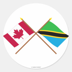 Canada and Tanzania Crossed Flags Classic Round Sticker