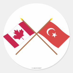 Canada and Turkey Crossed Flags Classic Round Sticker