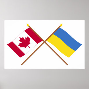 Canada and Ukraine Crossed Flags Poster