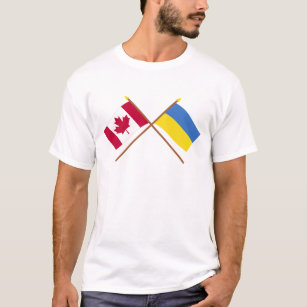 Canada and Ukraine Crossed Flags T-Shirt