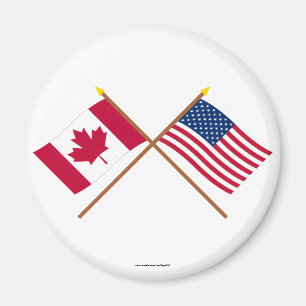 Canada and United States Crossed Flags Magnet