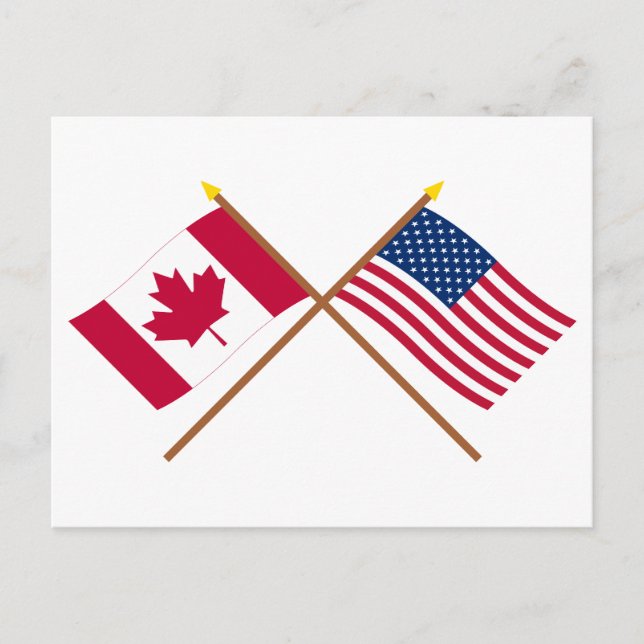 Canada and United States Crossed Flags Postcard (Front)