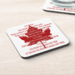 Canada Anthem Coaster Custom Canada Coasters<br><div class="desc">Canada Coasters Stylish Canada Souvenirs Personalized Canadian Anthem Coasters Classic Canada Keepsakes and Gifts for Men, Women, Kids, Customized Cool Canada Gifts for Friends Family Canada Souvenir Coasters for Home Office Stylish Red Canadian Anthem Coasters Souvenir Click "customize" to Add Text Choose Fonts and Custom Colours Your Name Here Stylish...</div>