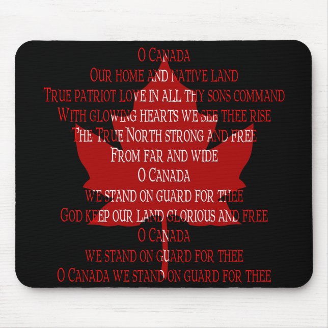 Canada Anthem Mousepad Canada Maple Leaf Mousepad (Front)