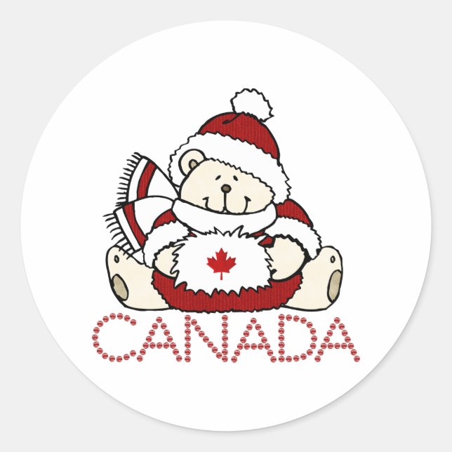 Canada bear classic round sticker (Front)