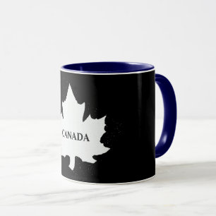 CANADA BLACK WHITE MAPLE LEAF MUG