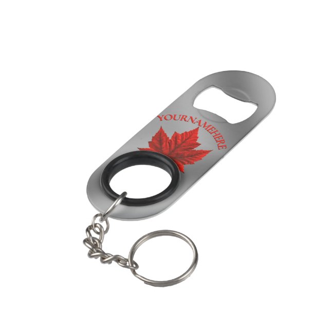 Canada Bottle Opener Canada Maple Leaf Souvenir Keychain Bottle Opener (Back Angled)