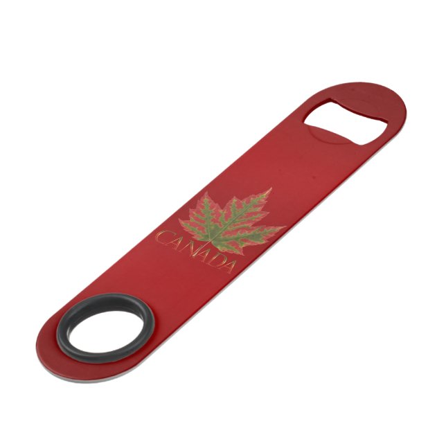 Canada Bottle Opener Canada Maple Leaf Souvenirs Bar Key (Front Angled)