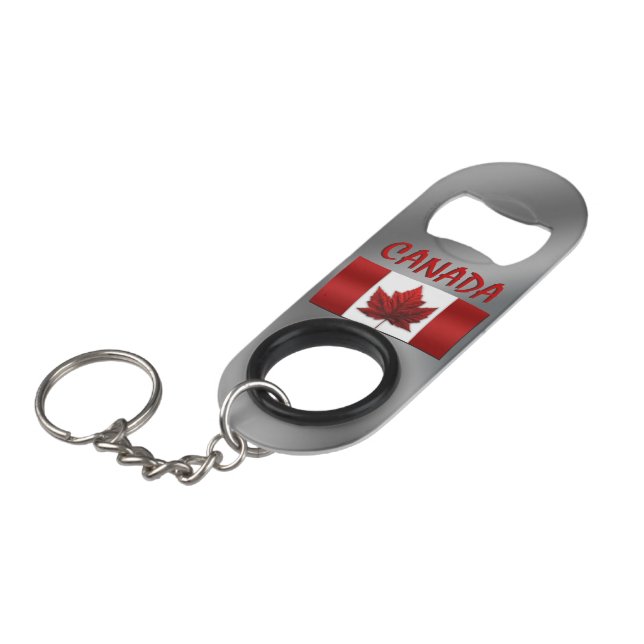 Canada Bottle Opener Custom Canada Flag Souvenir Keychain Bottle Opener (Front Angled)
