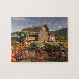 CANADA, British Columbia, Enderby. Log Barn Jigsaw Puzzle