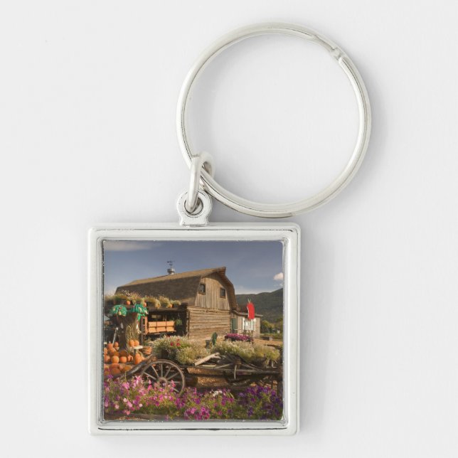 CANADA, British Columbia, Enderby. Log Barn Keychain (Front)