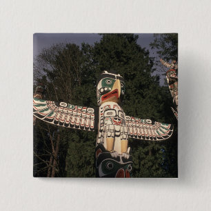 Canada, British Columbia, Vancouver.  Native 2 Inch Square Button