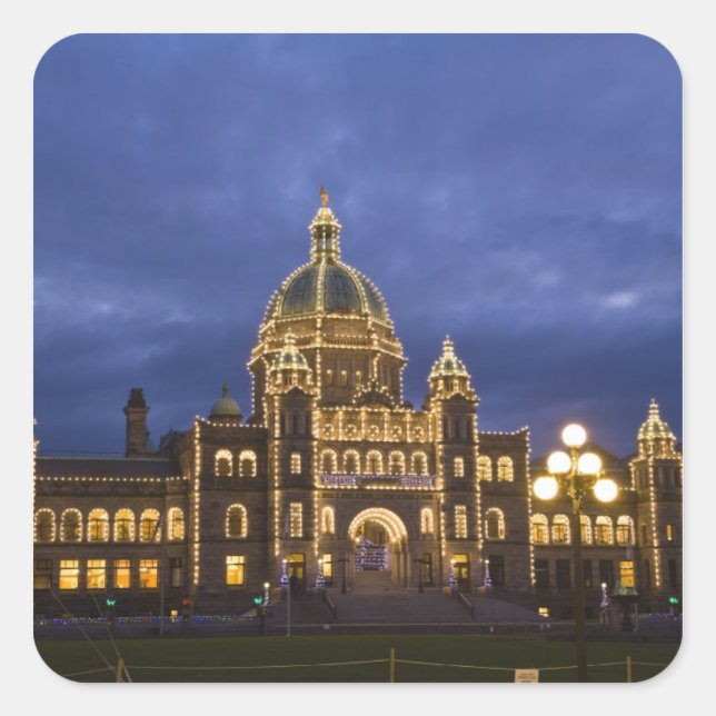 CANADA, British Columbia, Victoria. Evening, Square Sticker (Front)
