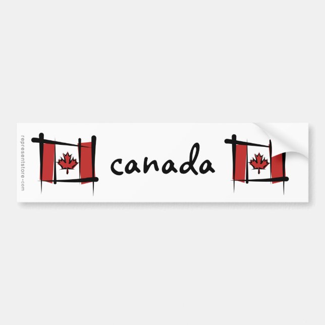 Canada Brush Flag Bumper Sticker (Front)