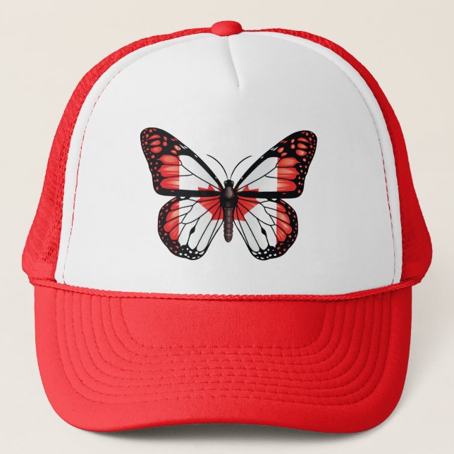 Canada Butterfly Monarque Flag Trucker Hat (Front)
