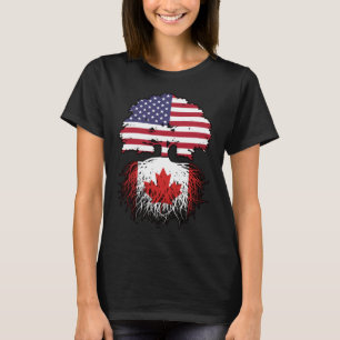 Canada Canadian American USA Tree Roots Flag T-Shirt