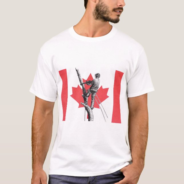 Canada Canadian Arborist Tree Surgeon Chainsaw. T-Shirt (Front)