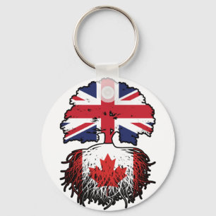 Canada Canadian British UK Tree Roots Flag Keychain
