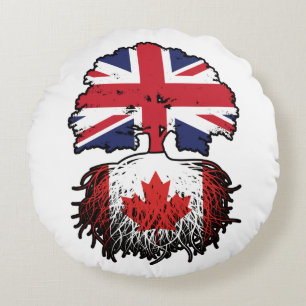 Canada Canadian British UK Tree Roots Flag Round Pillow