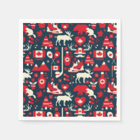 Canada Canadian Christmas Winter Moose Pattern