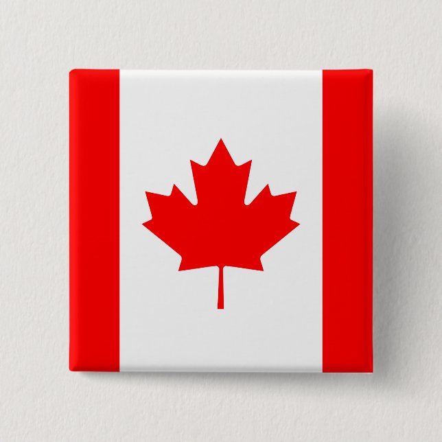 Canada (Canadian) Flag 2 Inch Square Button (Front)