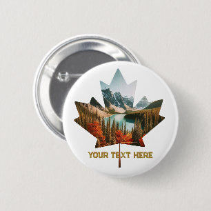 Canada Canadian Flag Custom Photo Text Vintage  2 Inch Round Button