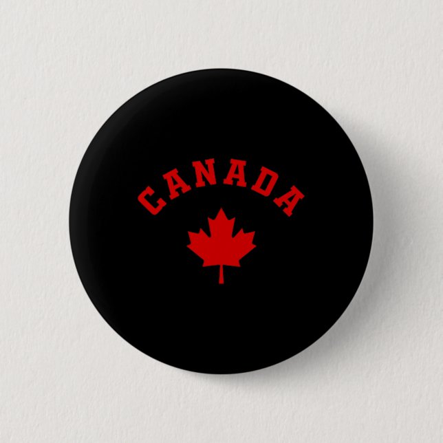 Canada Canadian Flag Maple Leaf Logo Hiking Skiing 2 Inch Round Button (Front)