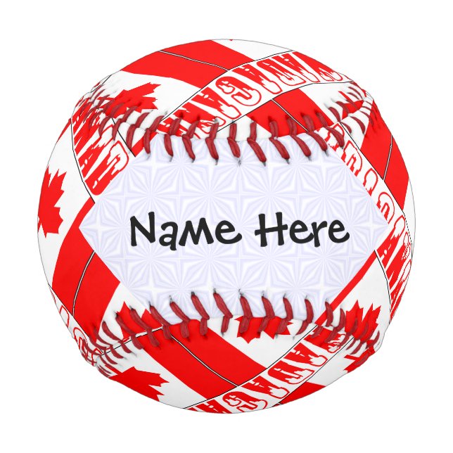 Canada Canadian Flag Tiled Personalized  Baseball (Front)