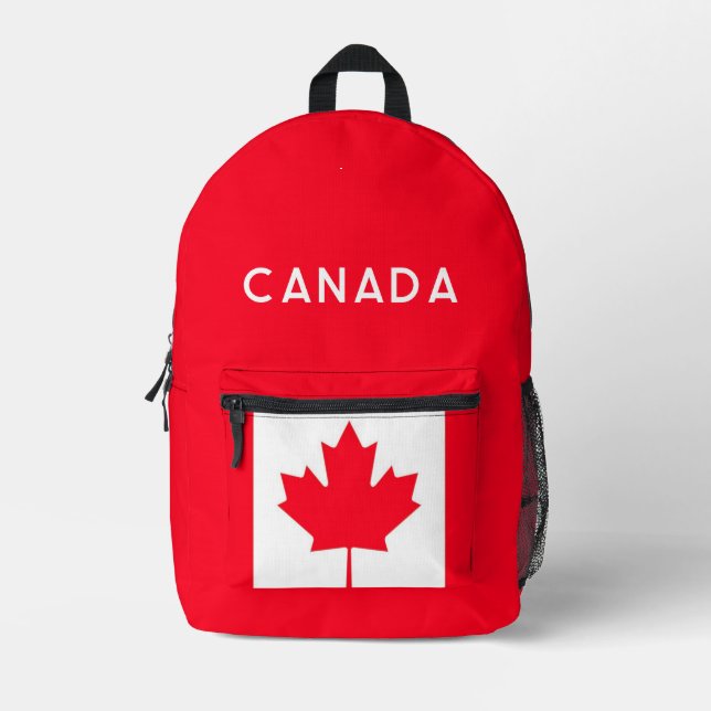 CANADA. Canadian maple leaf flag. Patriotic.  Printed Backpack (Front)