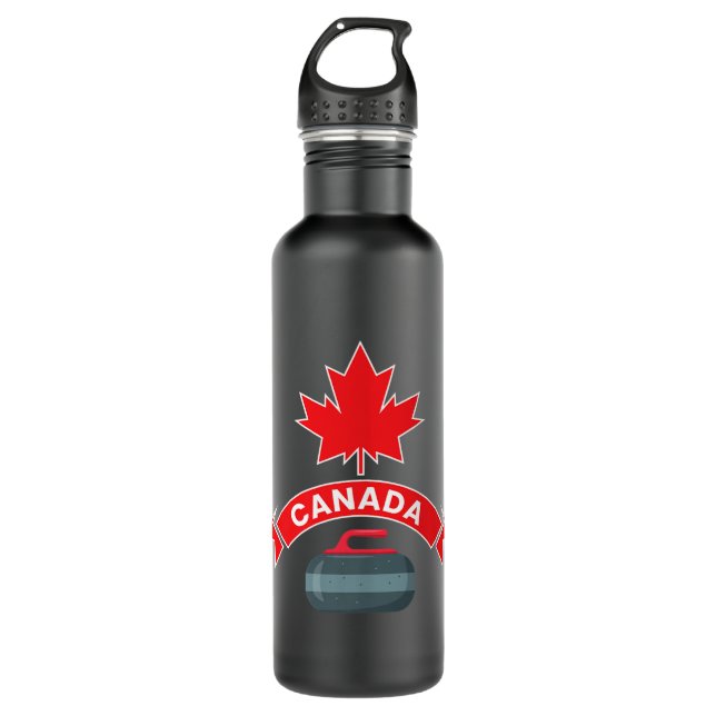 Canada Canadian Team Curling Red White Winter Spor 710 Ml Water Bottle (Front)