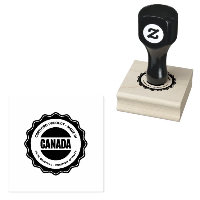 Canada Certified Origin Device Vivid Chartreuse  Rubber Stamp (Stamped)